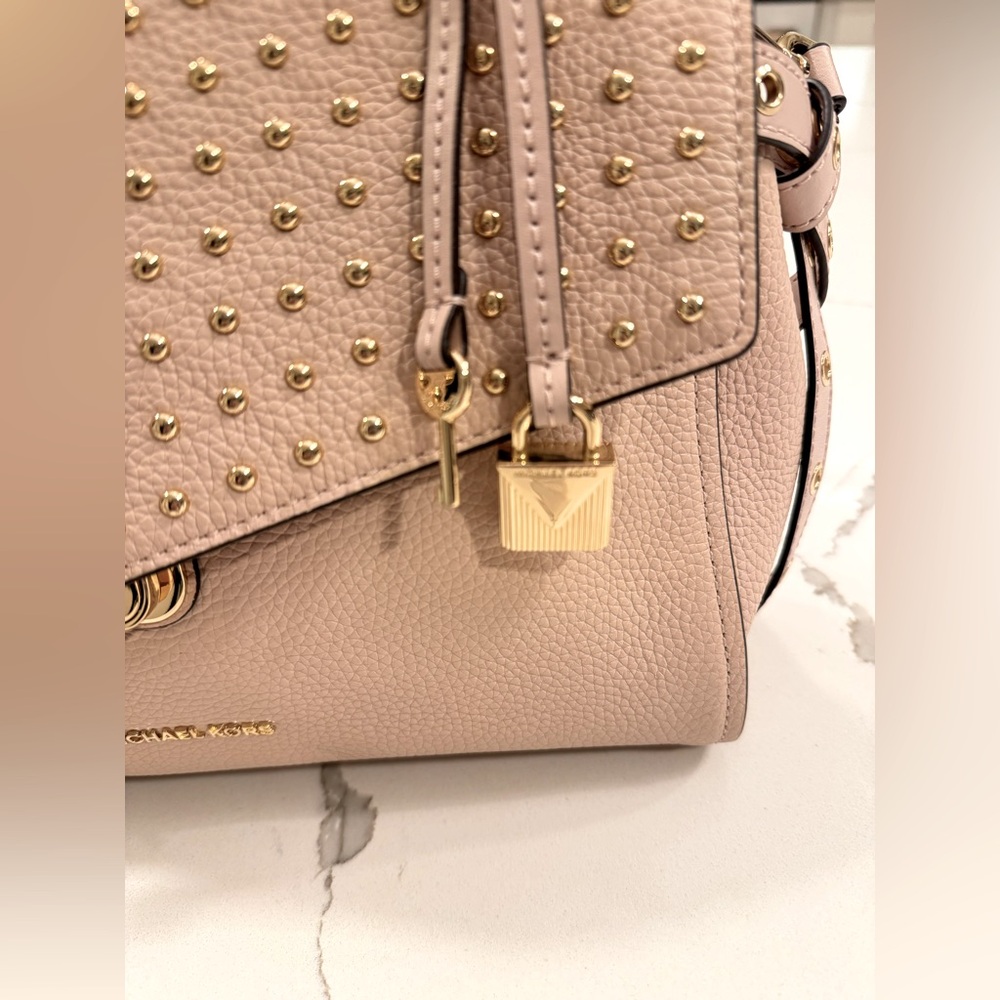 🆕 NWT Michael Kors Bristol Satchel Bag with studs • Soft Nude Pink - Picture 10 of 16
